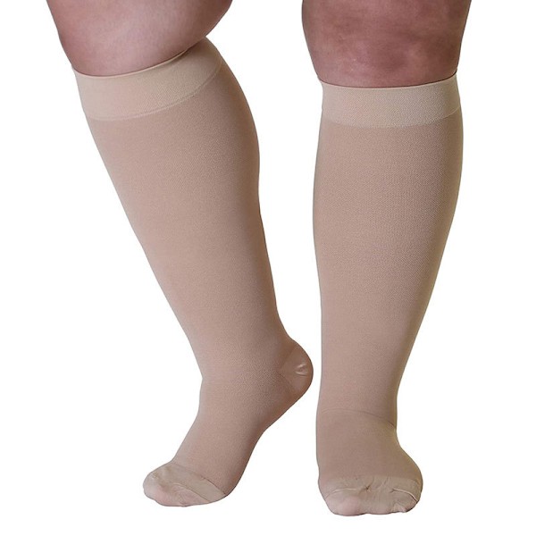 Tå Wraps Plus Size Kompressionsstrømper Elastiske Strømper hudfärg 3XL