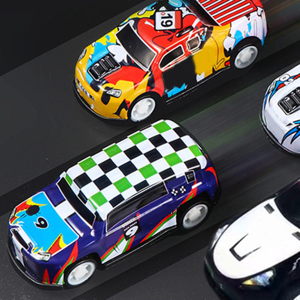 Dra tillbaka bil leksak legering trendig graffiti flexibla hjul bilmodell för pojkar flickor barn present racing stil