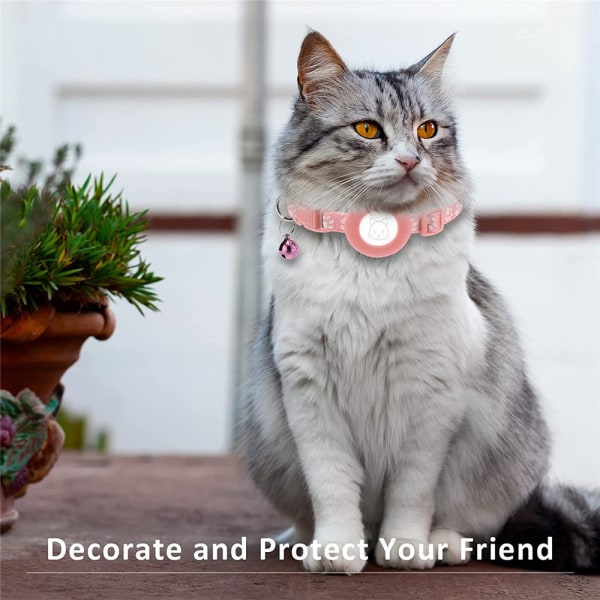 2pcs justerbar AirTag Cat Collars Reflekterande Air Tag Med Bell