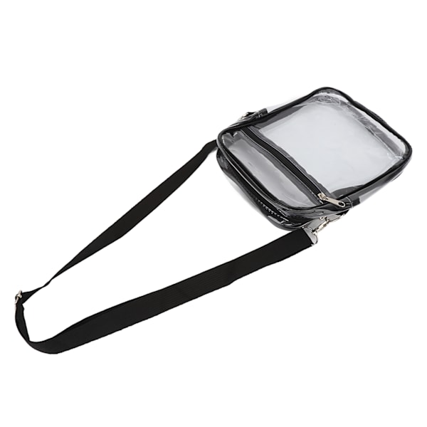 PVC Transparent Justerbar Skuldertaske Vandtæt Klar Messenger Taske med Lynlås til Ladere Punge Nøgler Solbriller