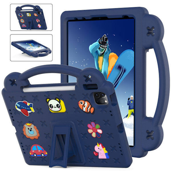 IPad10 Beibei Bear Matepad SE Tablettskydd Cartoon Cut Handhållen Stativ Pennfack Anti Drop Tibetan blue Pro11 (2022/2021/2020/2018)
