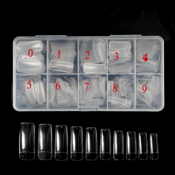 500 st förpackade nagelspets manikyr fransk semi-nagel klibbig cover spik spets spik spets Full Stickers-Transparent