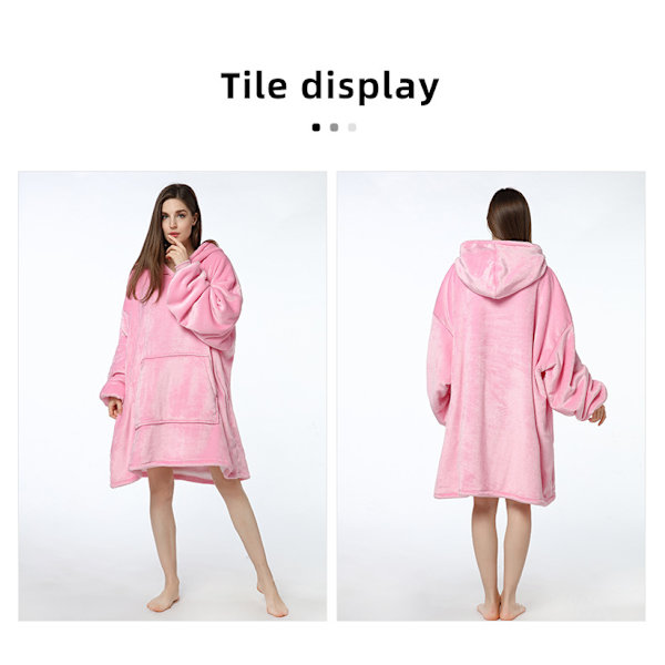 Stor Strikkede Par-genser, Tykk Kaldt Beskyttende Klær, Varme Hettegensere, Daglig Bruk, Pyjamas, Hjemmekler Pink Average Size