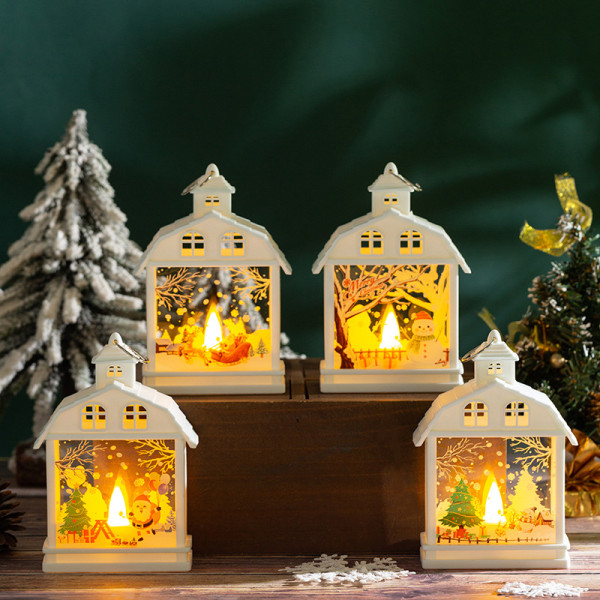 Julepynt Retro Bærbar Liten Nattelampe LED-pynt Juletrepynt White-Snowman