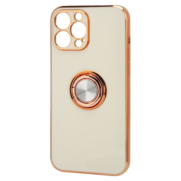 Matkapuhelimen kuori Rose Gold -sähköpinnoitettu rengaskuori Naisille Ultraohut Pehmeä TPU-puhelimen suojakotelo iPhone 13 Pro Valkoiselle