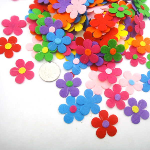 100 stk. 28 mm DIY Filt Blomster Håndværkssæt til Børn Blomster Vase Kunsthåndværk Projekt Sjov DIY Aktivitet for Børn