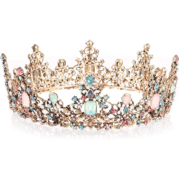 Teklemon Crown Damkrona för Bröllop, Barock Tiara Diadem