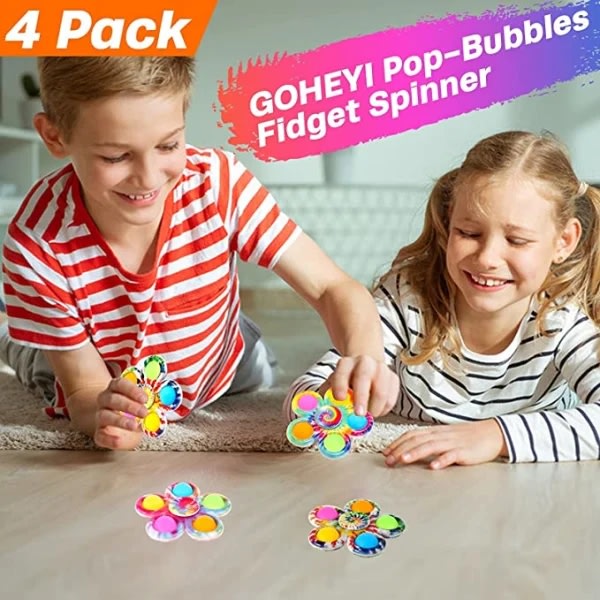 4-pak Pop It Fidget Toys Spinner til barn