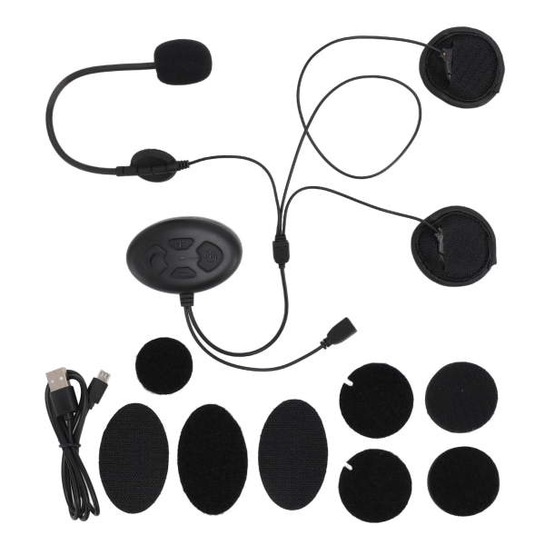 Motorcykel Bluetooth Headset HiFi Stereo Sound Støtte GPS Navigation Håndfri Musik Opkald Vandtæt Stor Knap Bluetooth 5.0 Hjelm Headset