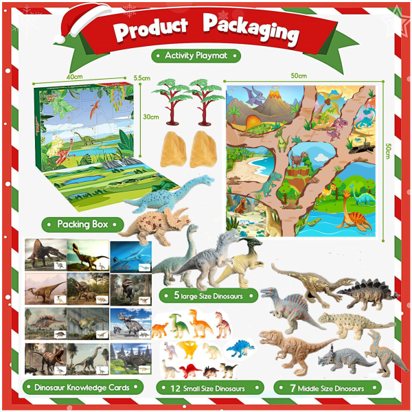 Kuuma myynti joulun lähtölaskenta Dinosaur Blind Box Advent Calendar Tee itse Tyrannosaurus set H
