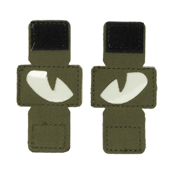 2-pack Katthögögonlapp Reflexiva Hög & Låg Design Canvas Luminous Katthögögonlapp för Hattar Uniform Ryggsäck Utomhusaktiviteter Nattkörning Militärgrön