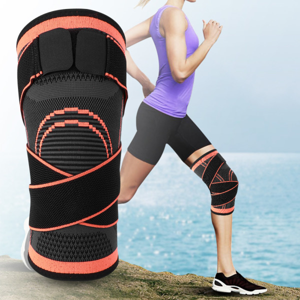 Sport Kompressionsknäskydd Stickad Elastisk Stöd Bandage Halkskyddande Skyddsutrustning Knäskydd L