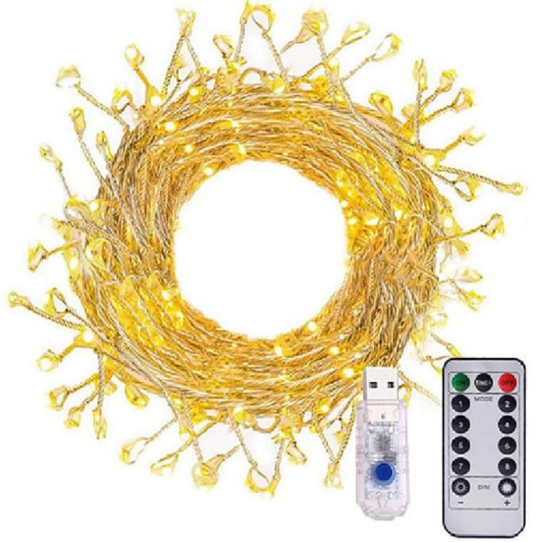 Julegaveæske med Batteridrevet Hængende Træ Dekorative Lys LED Farvet Lampe Kobbertråd Color USB-9M300led