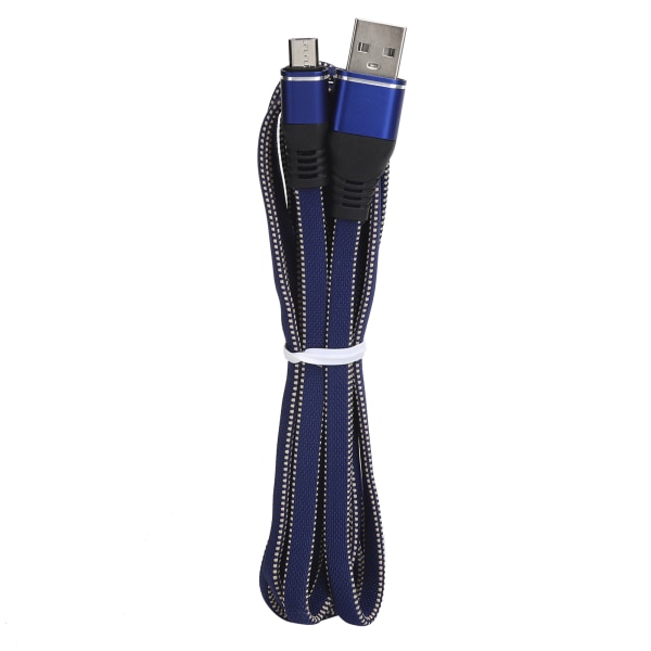 Micro USB Ladeledning Forlenget Nylonflettet Hurtigladingssnor for Android Mobiltelefoner Blå