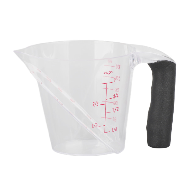 Mätkopp Värmebeständig Vinklad Plastmätmugg med Handtag för Dryck Bakning Matlagning Hällning Vätska 250ml