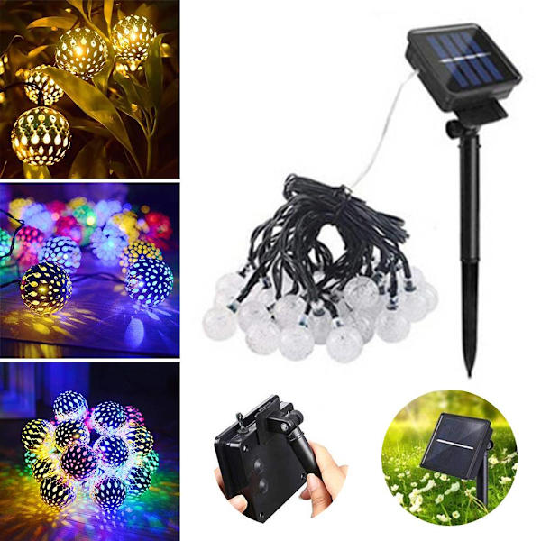 Solcellsdriven LED Dekorativ Vattentät Färgrik 30LED 6.5M