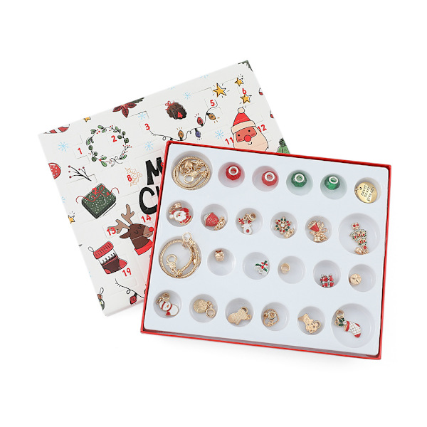Julklappssmyckesset Låda 24 Nedräkningskalender Advent Överraskning Blind Box DIY E