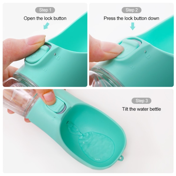 Bærbar hundvandsflaske for udendørsresor vandflaske Pink 300ML