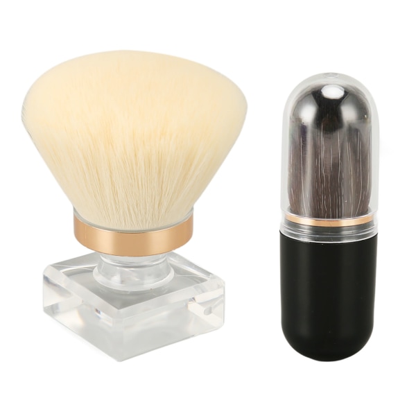 Sminkepulverbørste Kinnrouge Makeup Hvit bust Rundt hode Power Brush Svart kapsel kosmetisk verktøy med oppbevaringsveske