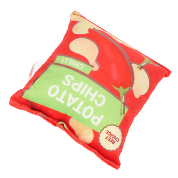 Plush Hundeleksak Potatischips med Inbyggt Rasselpapper, Bittålig Pipande Snacksäck Hundeleksak för Valp Chili Röd