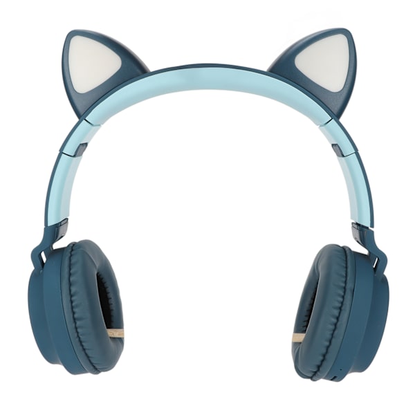 Katteøre Gaming Hovedtelefoner Dyb Bas LED Lys Foldbar Sød Katteøre Headset med Bløde Øremuffer Blå Grøn