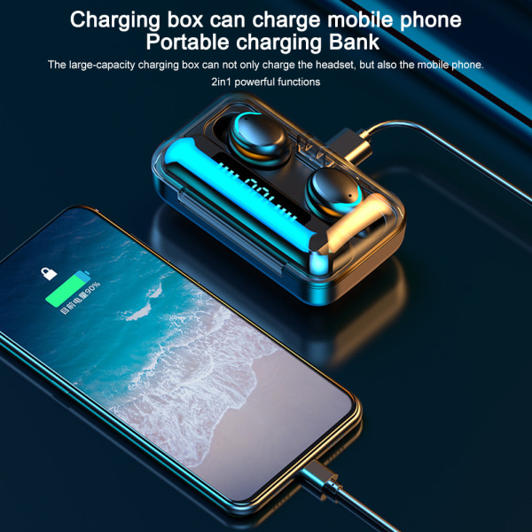 JULTEMADE ÖRONPROPPSSET MED POWERBANK - BTH-F9-5 Svart