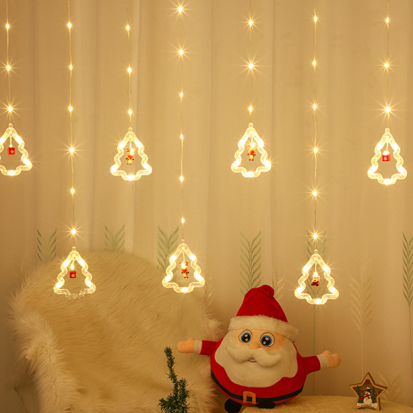 Julepynt Lyslenke Femspisset Stjerne Gardinlys LED Fargede Lamp Christmas Tree Battery Type