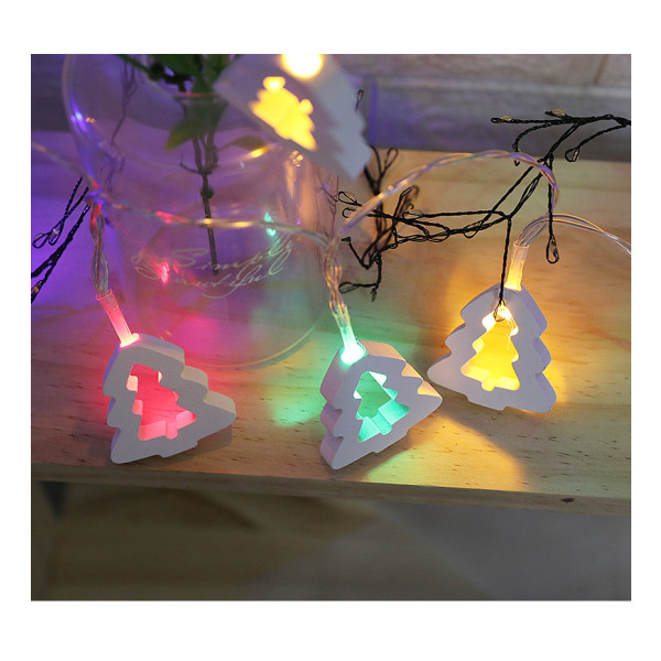 Jul Antikk Dekorasjon Liten Lyskjede Led Tre Pendel Juletre Lampe String Lyskjede Four-Color Love 6M40led