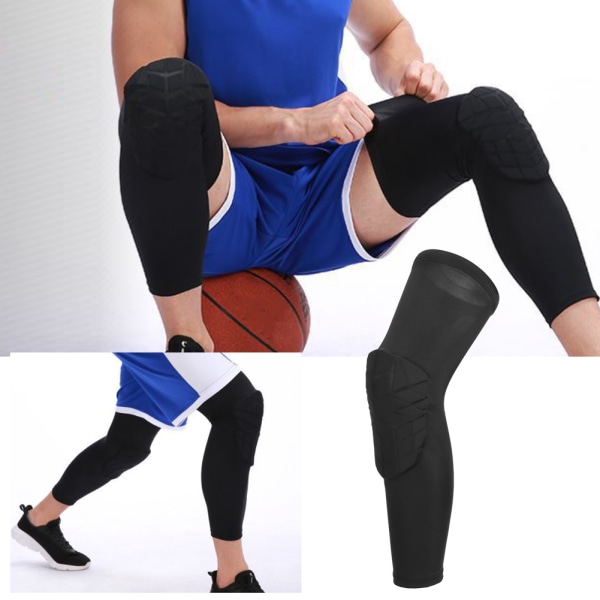 Sport Cellulär Basketboll Knäskydd Ultratunt Andningsbart Anticollision Elasticitet Skyddsutrustning för Vuxna Barn SvartL