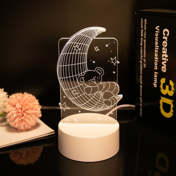 3D Mini nattlampe Kreativ berøringsaktivert akryl bordlampe nattlys Aktivitetsgave Jellyfish