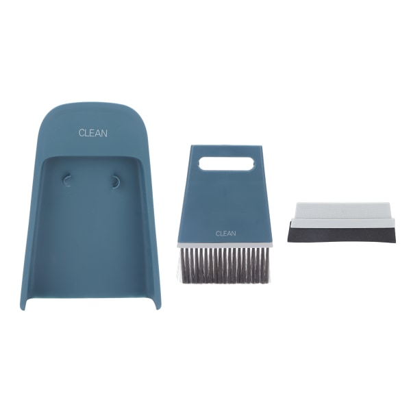 3pcs Mini Cleaning Brush Dustpan Dust Removal Scraper Desktop Brush Set for Nail Salon Use Blue