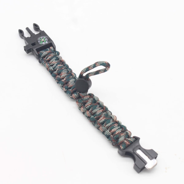 Armband Multifunktionell Justerbar Bälte Utomhus Armband Vildmarksöverlevnad Fem-i-ett Justering Vävd Handrem Forest Camouflage