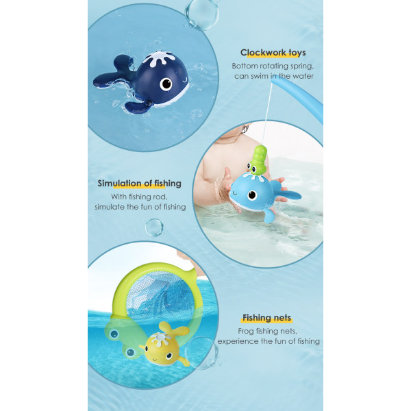 Baby kierrettävä vesivalas kiertyvä uinti valas Kylpyhuone Magneettinen kalastuspuku kylpy ja vesilelut 4