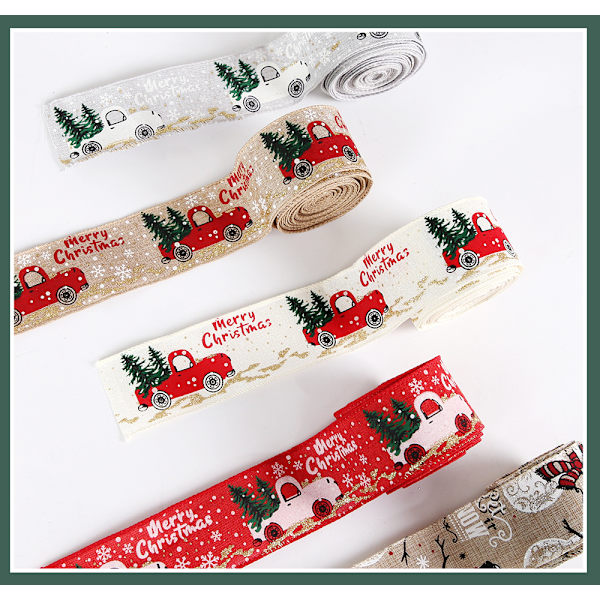Julepynt Julebånd Juletræspynt Hængende Pynt Farverigt Bilprintbånd 6M Christmas Khaki