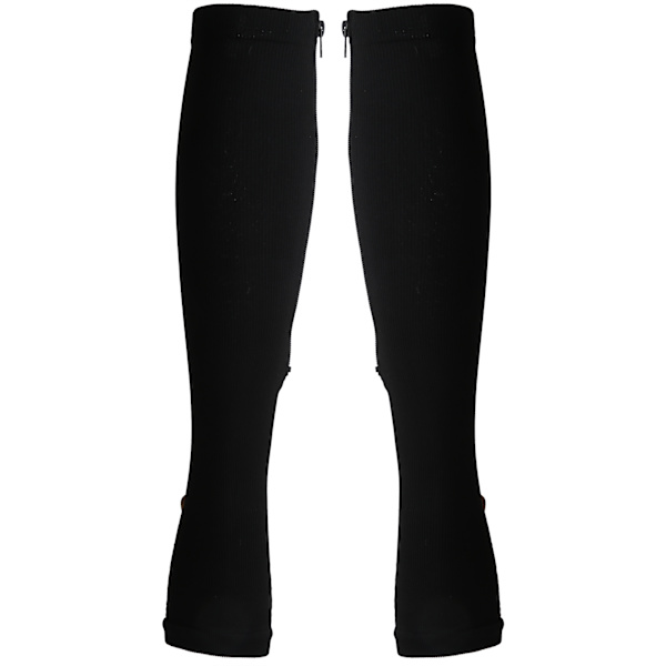 2 par Kompressionsstrumpor för Sport med Mellanrör, Formgivande, Venstöd, Elasticitet, Blixtlås, Kalvformare (Blixtlåsstrumpor (svart kopparbotten) L/XL)