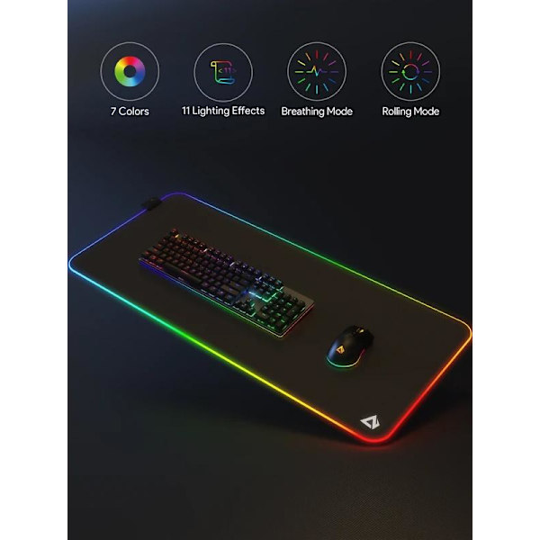 AUKEY RGB Gaming Mousepad, 90x40cm - Sort Sort