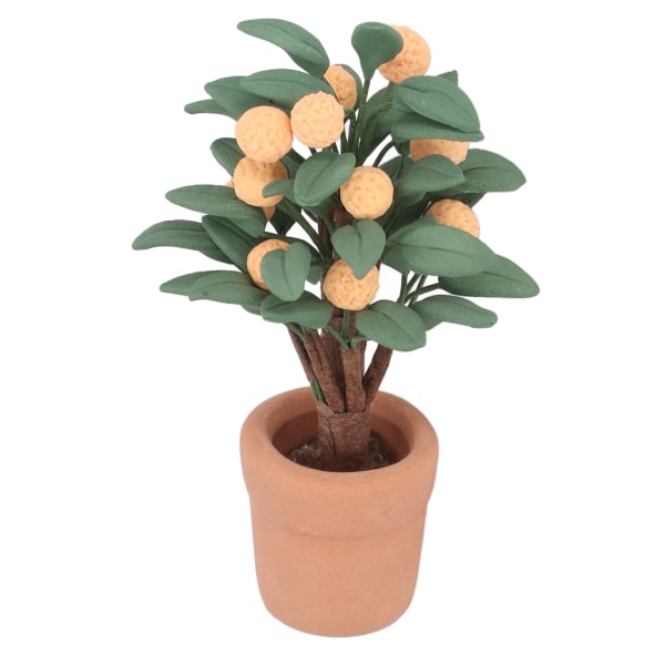 Skala 1:12 Dollhouse Miniatyr Bonsai Plant Potted Leir Keramikk Hjem Dekor Mini Appelsin Tree
