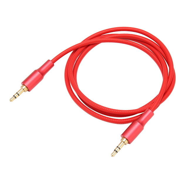 3,5 mm hane till hane ljud Aux-kabel professionell nylonvävd 3,5 mm stereoljudkabel för hörlurar bilhögtalare 3,3 fot röd