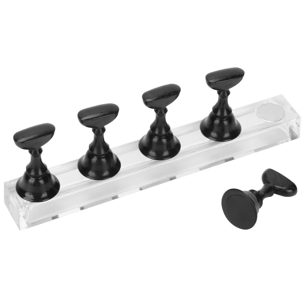 Neglekunst Display Øvelsesstativ Magnetisk Negle Fingernegl Tip Holder Manicure Sæt Værktøj Sort