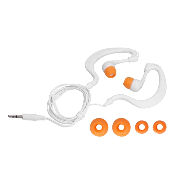 Simhörlurar 3,5 mm plugg Vattentäta ledningshörlurar med ersätta öronproppar för simning Löpning SurfingWhite Orange