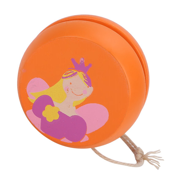 Söt tecknad trä-yo-yo boll leksak för tidig utbildning för barn (Orange prinsessa)