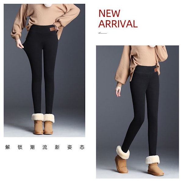 Fodrade vinterleggings med hög midja, fleecetights