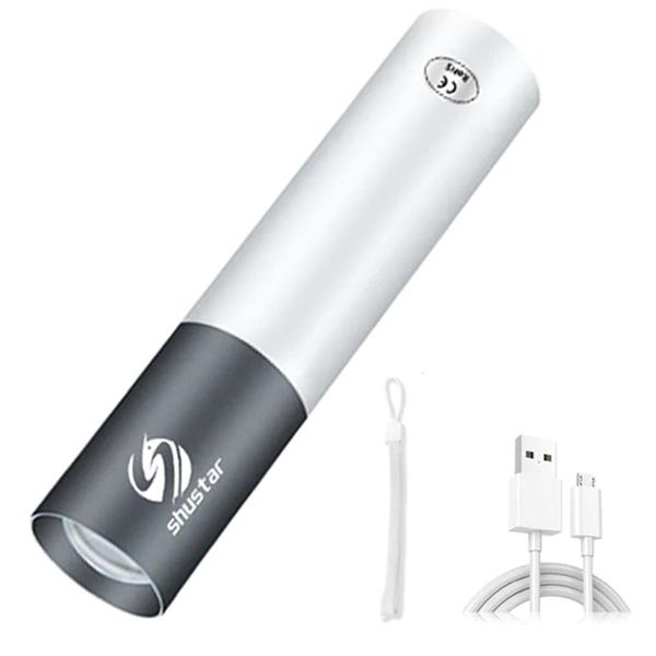 LED mini taskulamppu - USB hopea