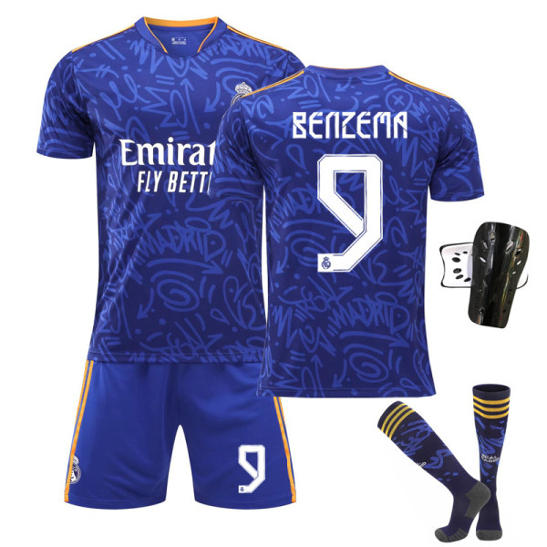 Real Madrid udebane Sapphire Blue nr 9 Benzema trøjesæt 24