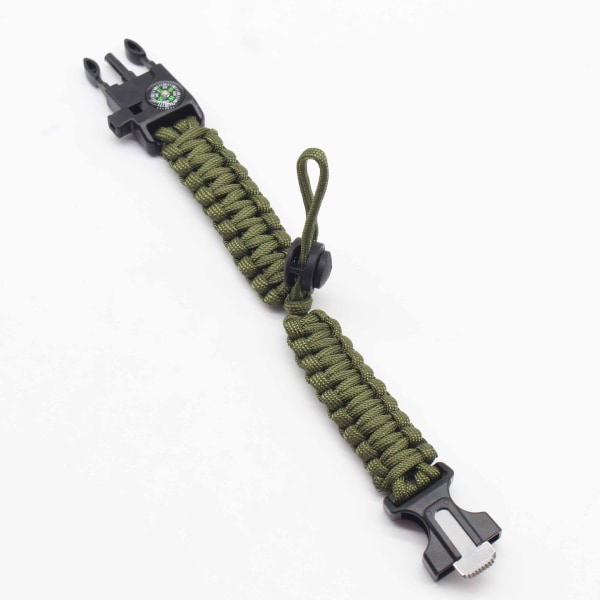 Armband Multifunktionell Justerbar Bälte Utomhus Armband Vildmarksöverlevnad Fem-i-ett Justering Vävd Handrem Army Green