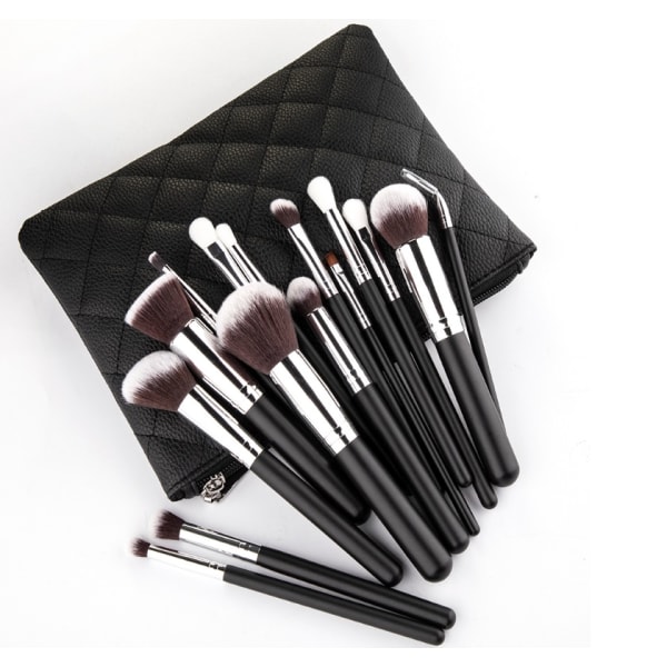 15 stk Professionelle makeup børster med taske sort