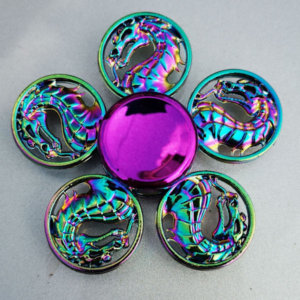 Metallisk Färgglad Legering Fingertopp Gyro Fingerrotation Användbar Verktyg för Tryckreducering Colorful Dragon King 141