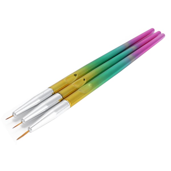 3 STK Nail Art Liner Brushes Kit Tegning Maling Nylon Hår Fargerik Nail Art Striping Pen