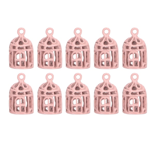 10 STK 1/12 1/6 miniatyrer fuglebur Mini rustfritt stål dukkehus dekorasjon fuglebur rosa