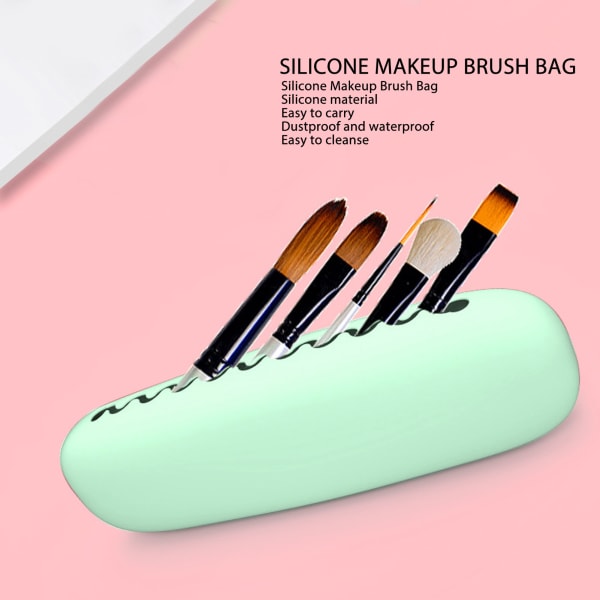 Opbevaringspose til makeupbørste Bølget åbning Støvtæt, blød silikonebørsteholder til rejser